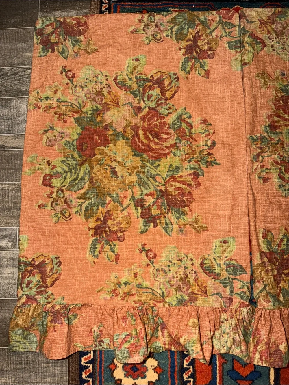 Vintage 1980s Ralph Lauren MAURA Pair Standard Pillowcases Ruffled Floral Pair